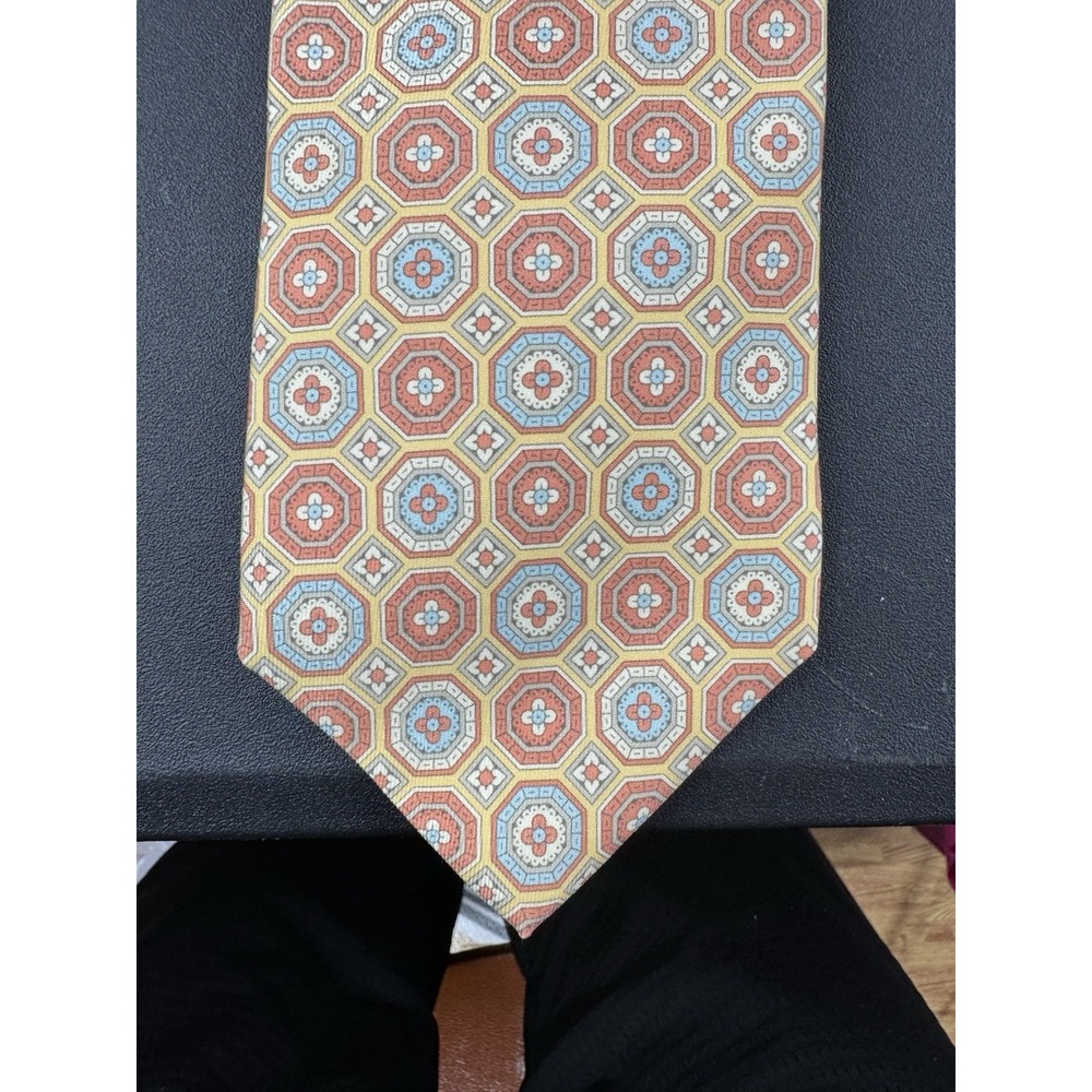 NWT Brooks Brothers Medallion Tie Peach Blue Red